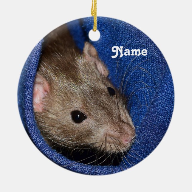 Personalised Brown Pet Rat Ceramic Ornament (Back)