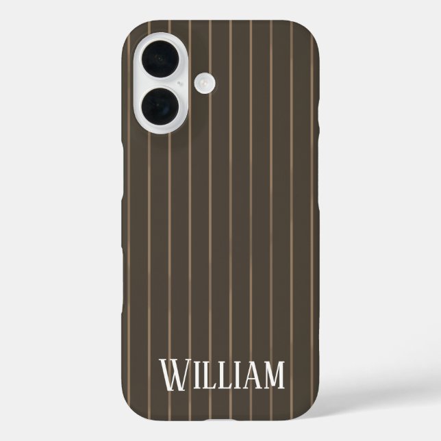Personalised brown retro pinstripes Case-Mate iPhone case (Back)