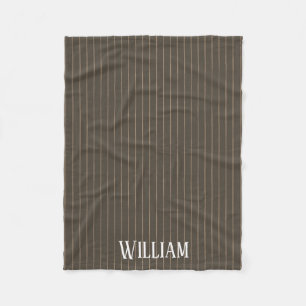 Personalised brown retro pinstripes fleece blanket