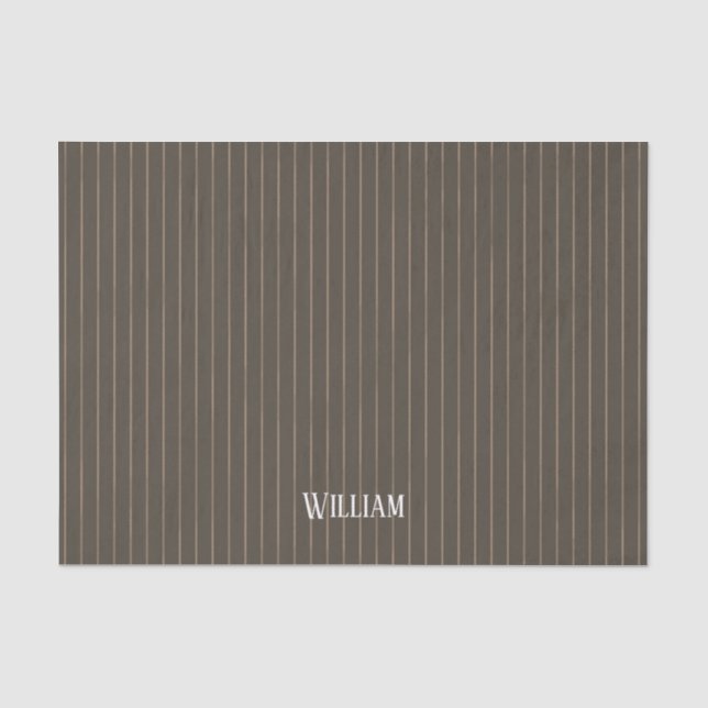 Personalised brown retro pinstripes tissue paper (Front)