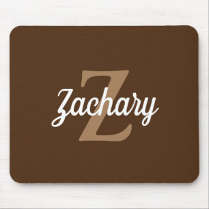 Personalised Brown Tan Retro Monogram Mouse Pad