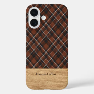 Personalised Brown Tartan Plaid iPhone Case