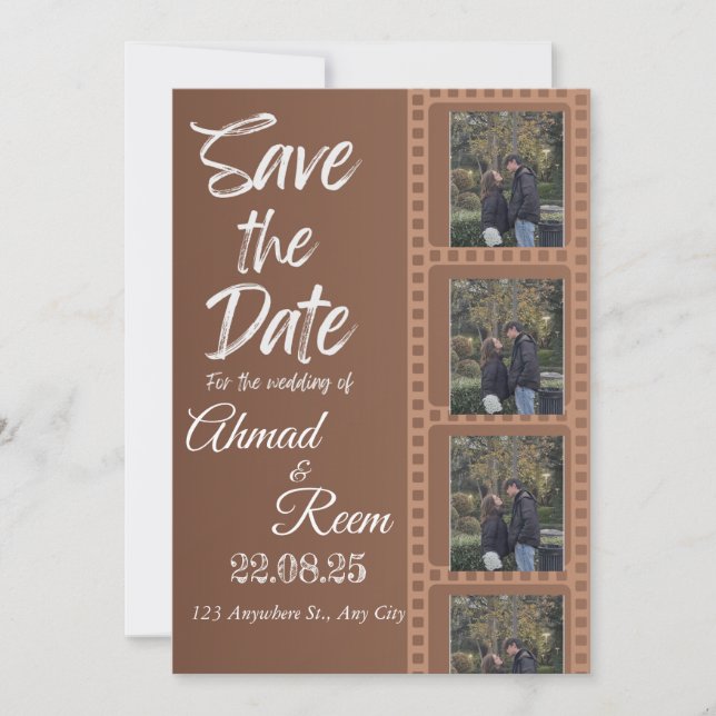 Personalised Brown Wedding Invitation Card (Front)