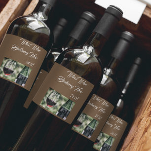 Personalised Brown Wine Bottles Photo  Wine Label