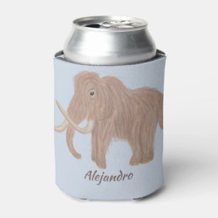 Personalised Brown Woolly Mammoth Illustration Can Cooler