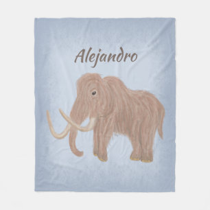 Personalised Brown Woolly Mammoth Illustration Fleece Blanket