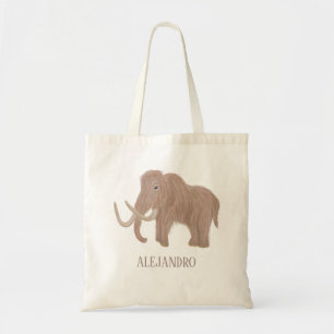 Personalised Brown Woolly Mammoth Illustration Tote Bag