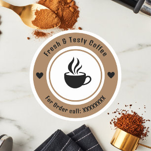 Personalised brownCoffee Cup Order Label Stickers