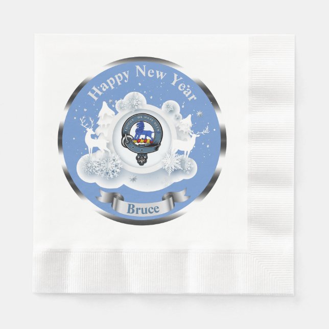 Personalised Bruce Clan Badge Winter Napkin (Front)