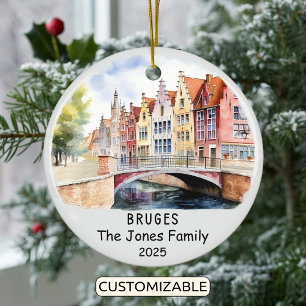 Personalised Bruges Ornament, Belgium Ceramic Ornament