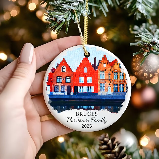 Personalised Bruges Ornament, Belgium Gift Ceramic Ornament (Creator Uploaded)