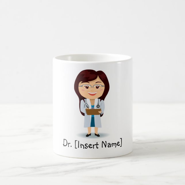 Personalised Brunette Doctor Female Coffee Mug (Center)