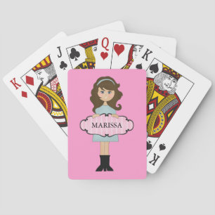 Personalised Brunette Girly Playing Cards