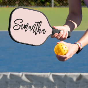 Personalised Brush Script Blush Pickleball Paddle