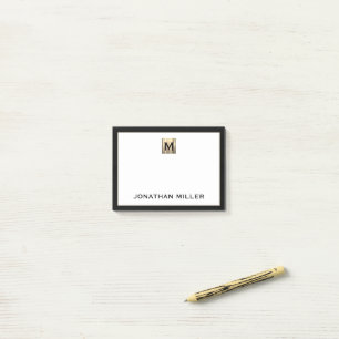 Personalised Brushed Metal Monogram Black White Post-it Notes