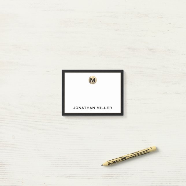 Personalised Brushed Metal Monogram Post-it Notes (On Desk)