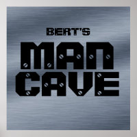 Personalised Brushed Steel Man Cave Poster