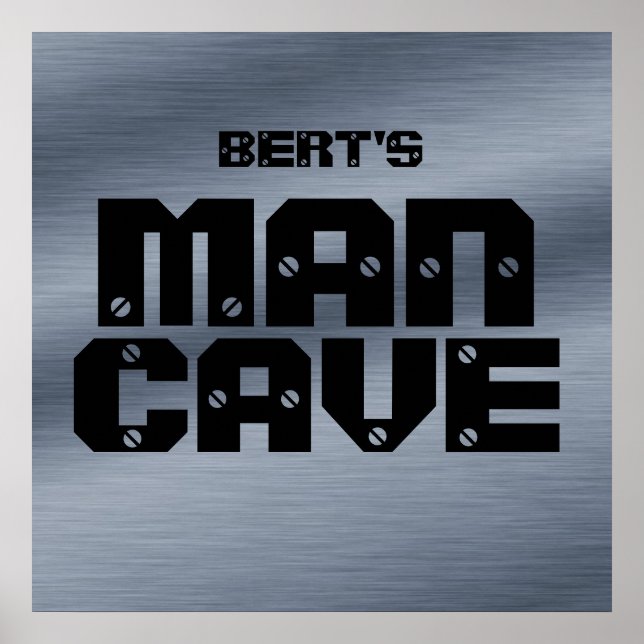 Personalised Brushed Steel Man Cave Poster (Front)