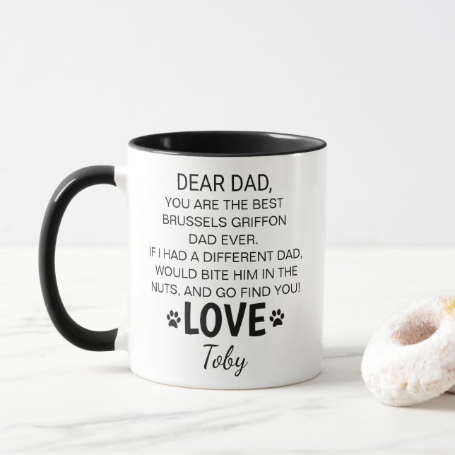 Personalised Brussels Griffon Dad Mug (With Donut)