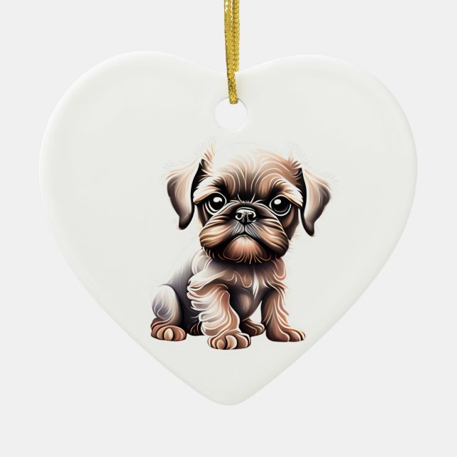 Personalised Brussels Griffon Puppy Ceramic Ornament (Front)