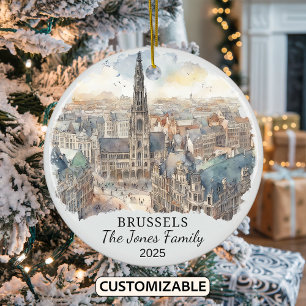 Personalised Brussels Ornament, Belgium Gift Ceramic Ornament