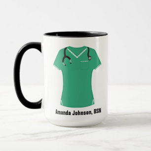 Personalised BSN Nurse Practitioner Aqua Scrubs Mug