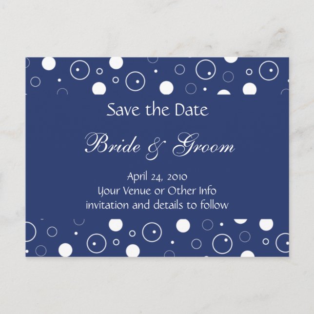 Personalised Bubbles Save the Date Announcement Postcard (Front)