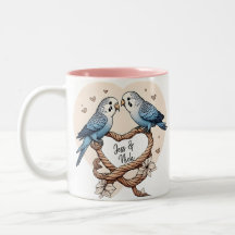 Personalised Budgie Couple Heart Rope Mug