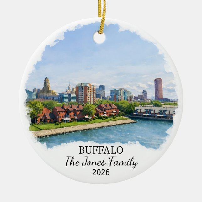Personalised Buffalo Ornament, Custom New York Ceramic Ornament (Front)