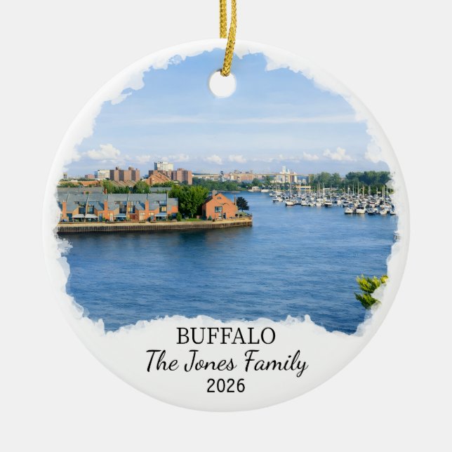 Personalised Buffalo Ornament, Custom New York Ceramic Ornament (Front)