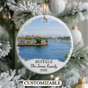 Personalised Buffalo Ornament, Custom New York Ceramic Ornament