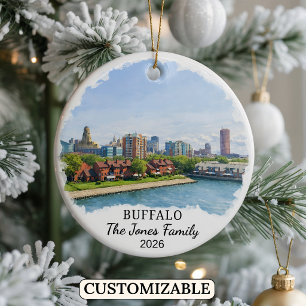 Personalised Buffalo Ornament, Custom New York Ceramic Ornament