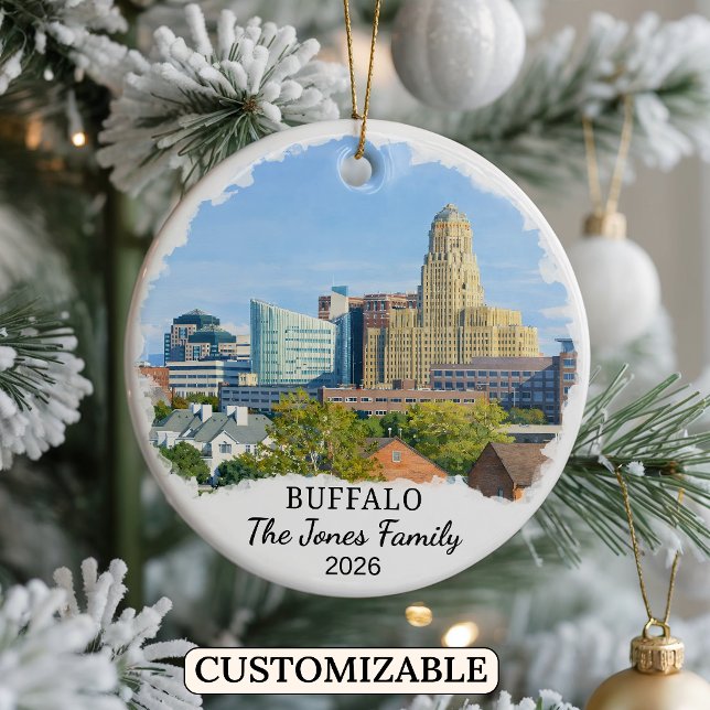 Personalised Buffalo Ornament, Custom New York Ceramic Ornament (Creator Uploaded)