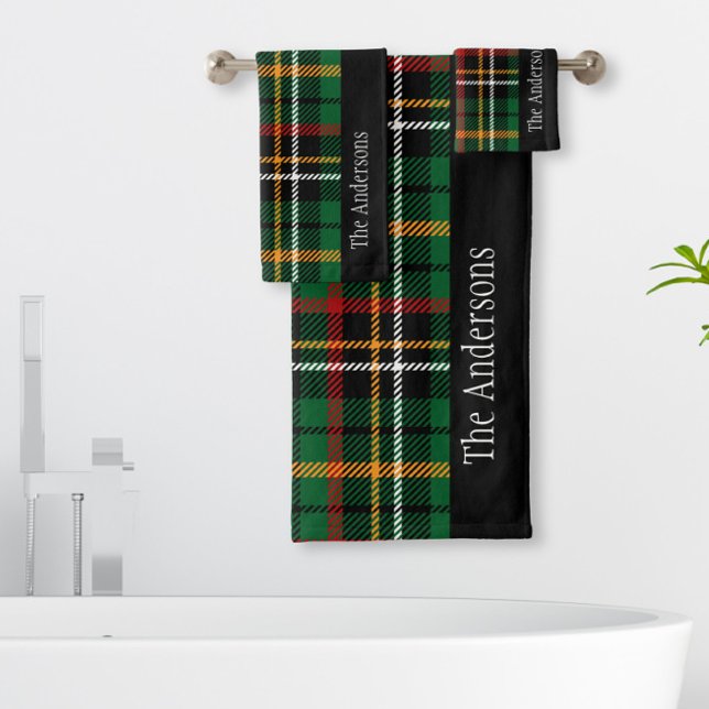 Personalised Buffalo Plaid Holiday Bath Towel Set (Creator Uploaded)