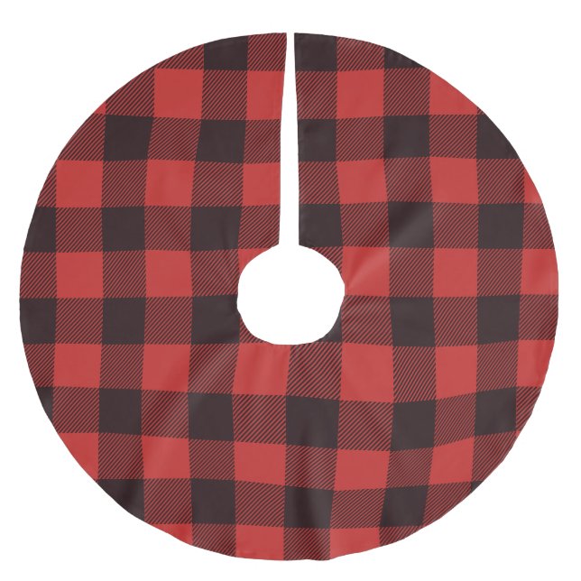 Personalised Buffalo Plaid Rustic Country Brushed Polyester Tree Skirt (Front)