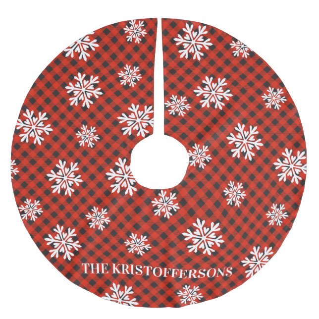Personalised Buffalo Plaid Tree Skirt (Front)