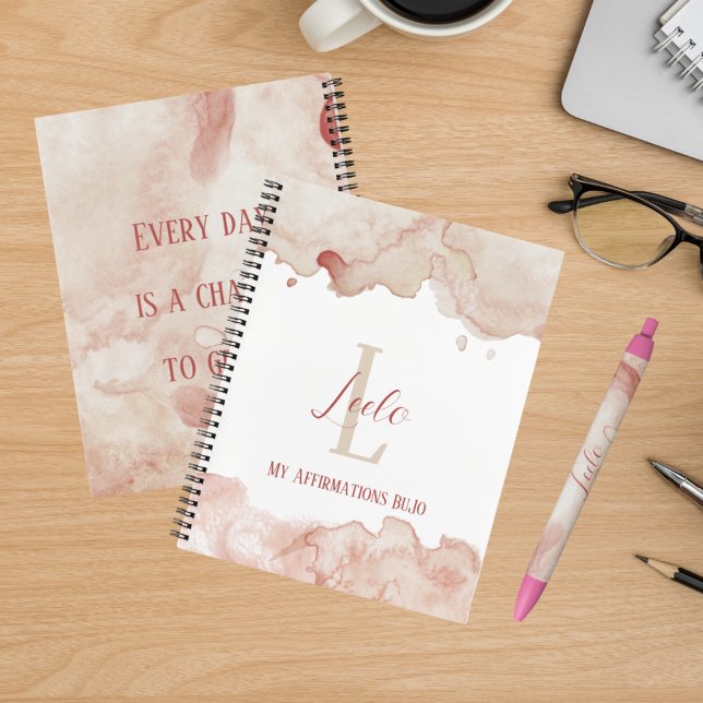 Personalised Bujo Pink Watercolor Affirmations Notebook (Creator Uploaded)