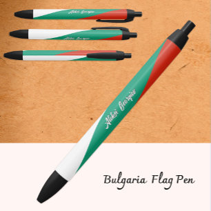 Personalised Bulgarian Flag Pen, Bulgaria Black Ink Pen