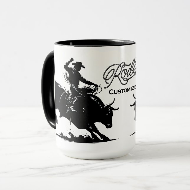 Personalised Bull Rider Rodeo  Mug (Front Left)
