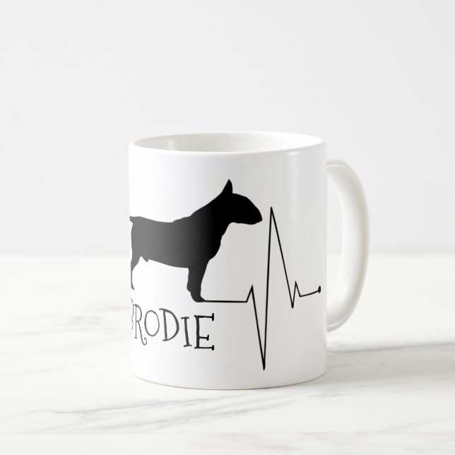 Personalised Bull Terrier Love My Dog Heart Beat Coffee Mug (Front Right)