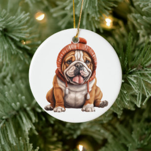 Personalised Bulldog Dog Art Ceramic Ornament