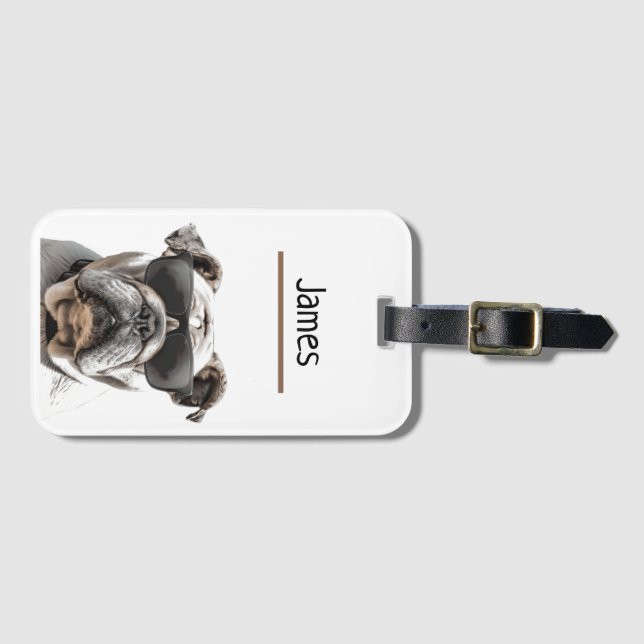 Personalised Bulldog Luggage Tag (Front Horizontal)