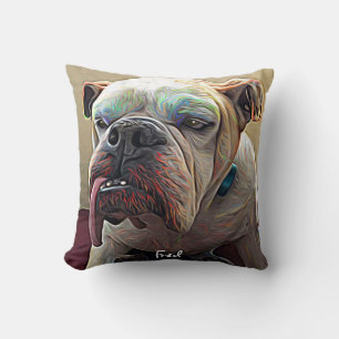 Personalised bulldog pet portrait cushion