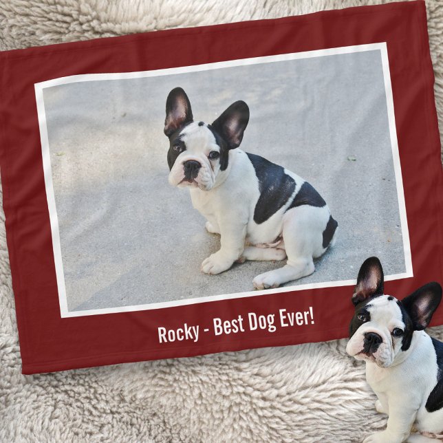 Personalised Bulldog Photo and Bulldog Name Fleece Blanket (Creator Uploaded)