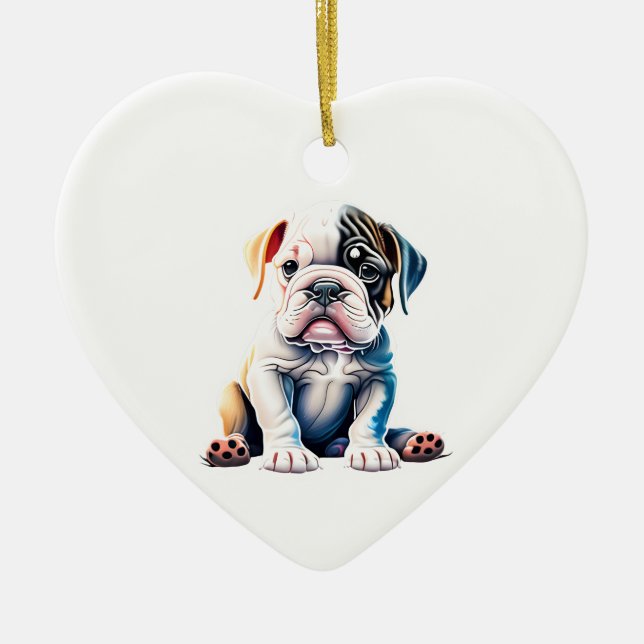 Personalised Bulldog Puppy Ceramic Ornament (Front)