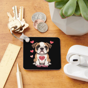 Personalised Bulldog Puppy with Heartfelt Message Key Ring