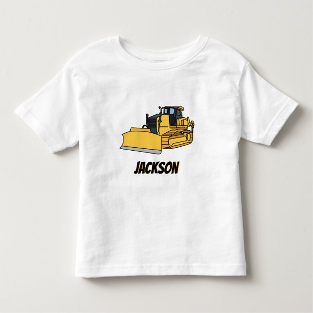 Personalised Bulldozer Construction Vehicle Toddler T-Shirt (Front)