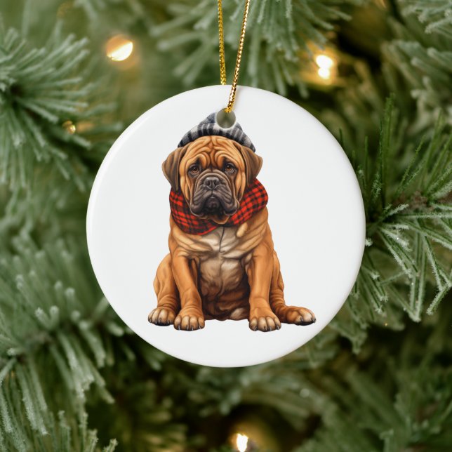 Personalised Bullmastiff Dog Ceramic Ornament (Tree)