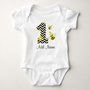 Personalised Bumble Bee 1st Birthday Chevron Baby Bodysuit