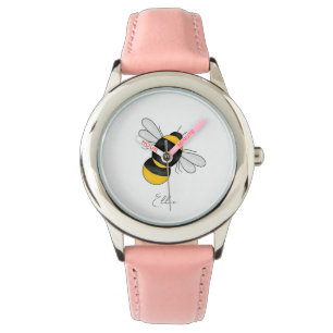 Personalised Bumble Bee kids pink watch